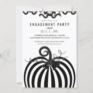 Invitation Citrouille rayée noir et blanc pour fête de fiança
