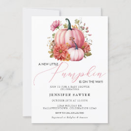Invitation Citrouille rose | Baby shower d'automne