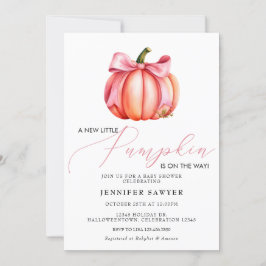 Invitation Citrouille rose | Baby shower d'automne