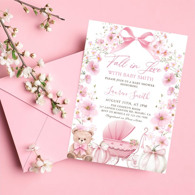 Invitation Citrouille rose Coquette Baby shower de transport  (Créateur téléchargé)