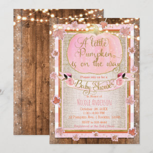 Invitation Citrouille rose et automne laissent Baby shower ru