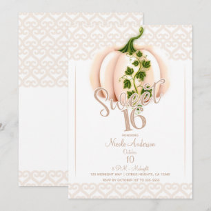 Invitation Citrouille rose pâle Chute Douce 16 Anniversaire