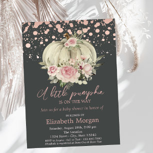 Invitation Citrouille, Roses Roses, Baby Shower Rose Gold
