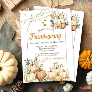 Invitation Citrouille Russe Automne Floral Friendsgiving