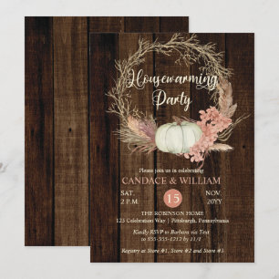 Invitation Citrouille Russe Pampas Wreath Fête de réchauffeme