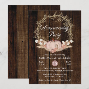 Invitation Citrouille Russe Pampas Wreath Fête de réchauffeme