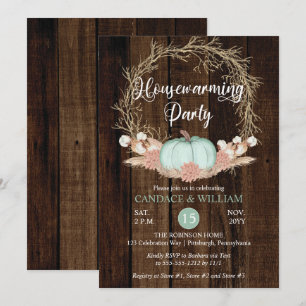 Invitation Citrouille Russe Pampas Wreath Fête de réchauffeme