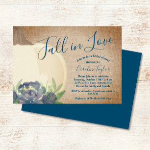 Invitation Citrouille Rustique Bleu Floral Fête des mariées