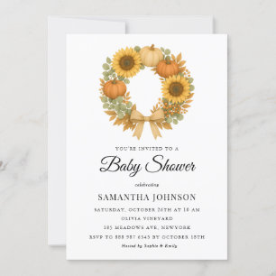 Invitation Citrouille rustique et Baby shower d'automne de co