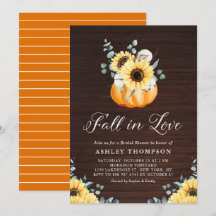 Invitation Citrouille rustique et Fête des mariées tournesol