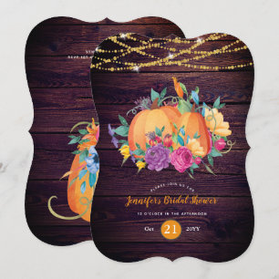 Invitation Citrouille rustique FÊTE DES MARIÉES aquarelle TOM