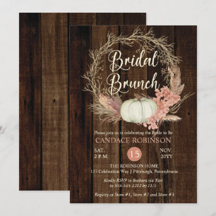 Invitation Citrouille rustique Pampas Wreath Bridal Brunch Do