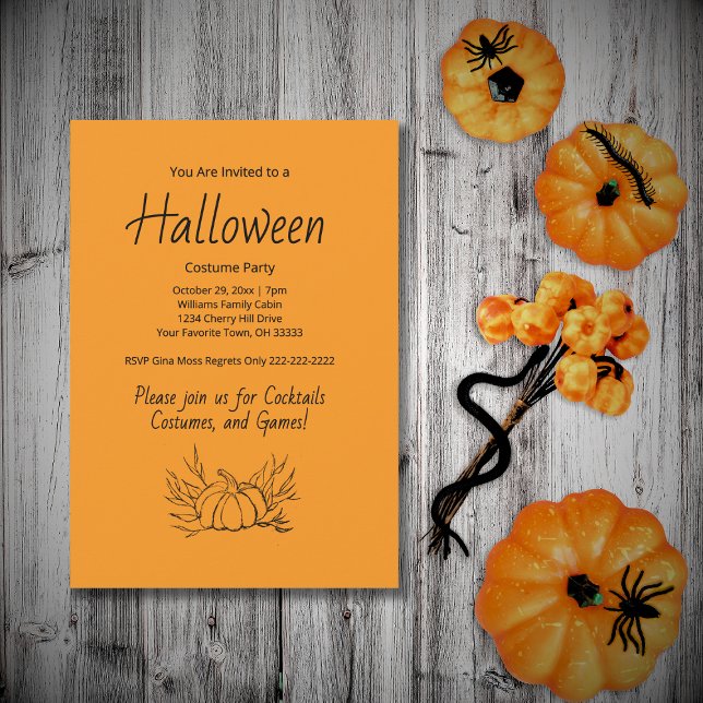 Invitation Citrouille simple Orange Halloween Costume Party (Créateur téléchargé)