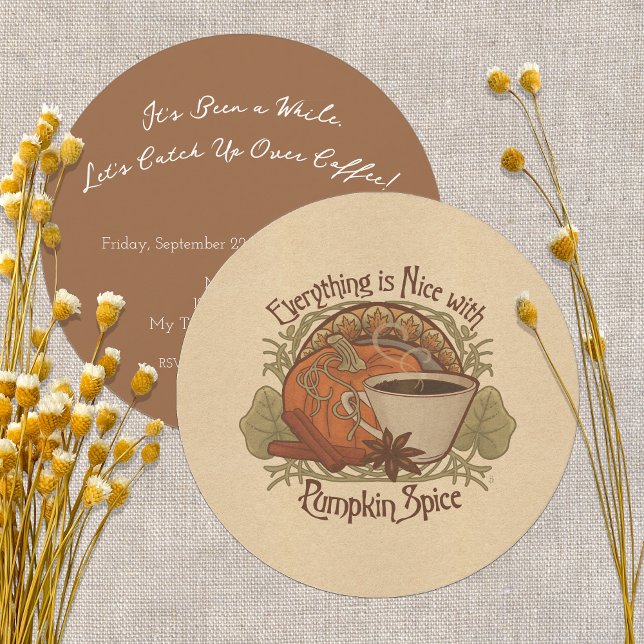 Invitation Citrouille Spice Coffee et la fête des amis (Everything is Nice with Pumpkin Spice! Coffee Party Invitation)