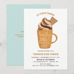 Invitation Citrouille Spice Latte Thanksgiving Party Invitati