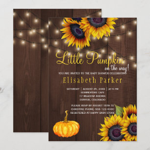 Invitation Citrouille Tournesols Rustic Barne Baby shower en 