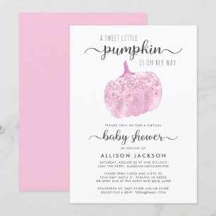 Invitation Citrouille virtuel Parties scintillant rose Baby s