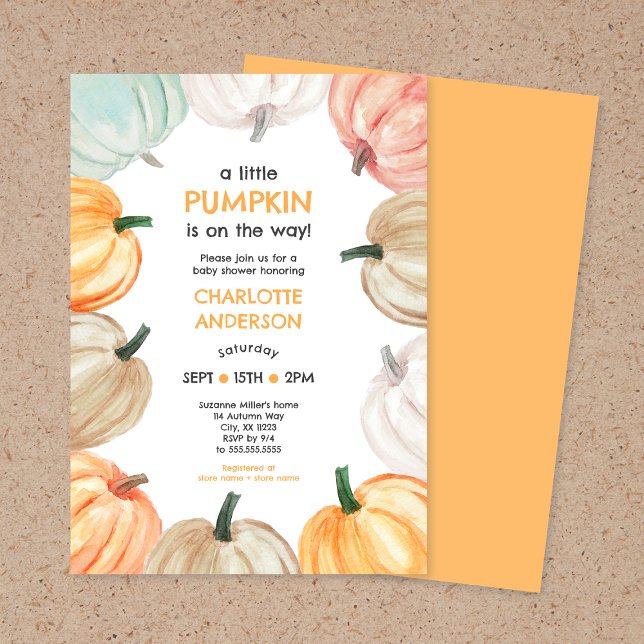 Invitation Citrouille wreath neutre sexe baby shower de chute (Créateur téléchargé)