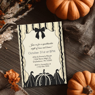 Invitation Citrouilles à pompes à ruban élégant et rayures Ch