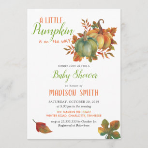 Invitation Citrouilles aquarelle BABY SHOWER