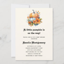 Invitation Citrouilles avec Fleurs et Baby shower de Foliage