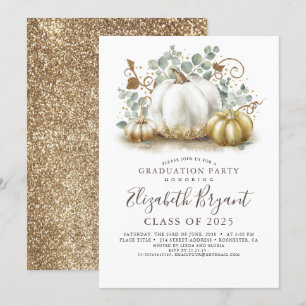 Invitation Citrouilles blancs et d'or Chute de Harvest Gradua