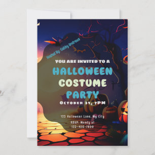 Invitation Citrouilles Creepy Forest Jack-O' Lanterns Hallowe