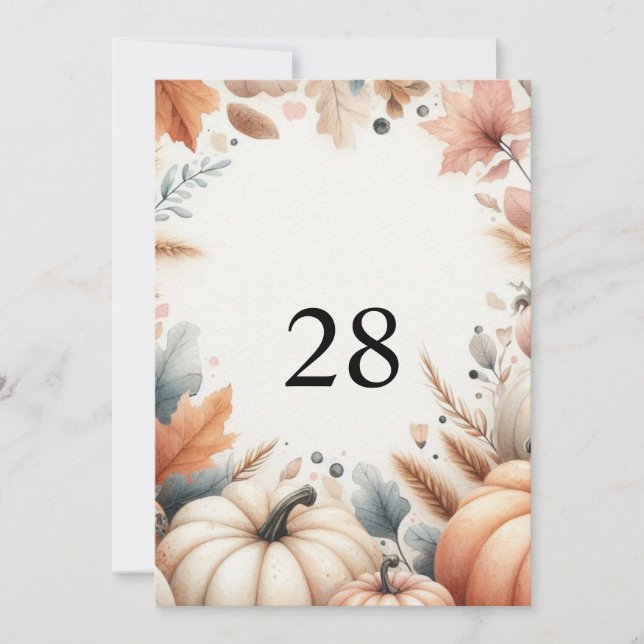 Invitation Citrouilles d'automne feuilles texte calligraphié  (Devant)