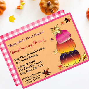 Invitation Citrouilles & Dégradé de Citrouilles, Or, & Textur