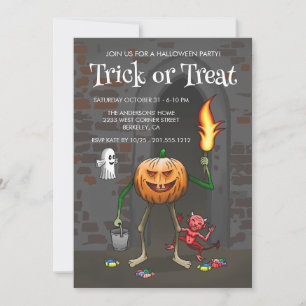 Invitation Citrouilles d'Halloween Farce ou Friandise