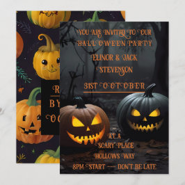 Invitation Citrouilles d'Halloween festifs et motifs floraux