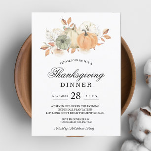 Invitation Citrouilles et fleurs aquarelle d'automne