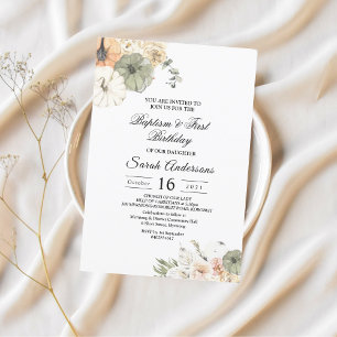 Invitation Citrouilles et fleurs aquarelles modernes 