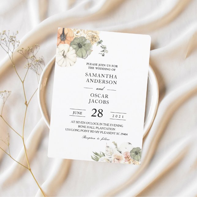 Invitation Citrouilles et fleurs d'aquarelle modernes (Créateur téléchargé)