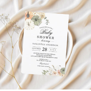 Invitation Citrouilles et fleurs d'aquarelle modernes