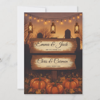 Invitation Citrouilles et Lanternes Mariage d'Automne