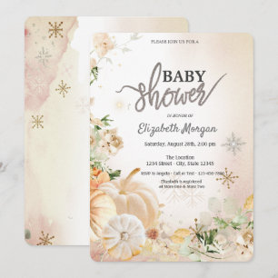 Invitation Citrouilles Fleurs Bohèmes Flocons de Neige Baby S