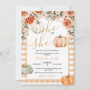 Invitation Citrouilles Lui ou Elle Floral Automne Sexe Fête d