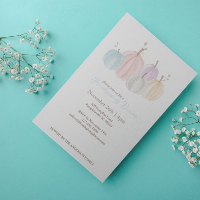 Invitation Citrouilles mignonnes aquarelle pastel pour Action (Créateur téléchargé)