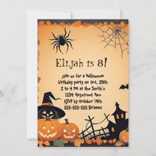 Invitation Citrouilles mignonnes et anniversaire d'Halloween