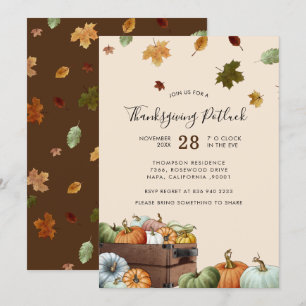 Invitation Citrouilles rustiques et Feuilles en déclin Thanks