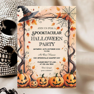 Invitation Citrouilles, Spider Webs & Witch Casquette Hallowe