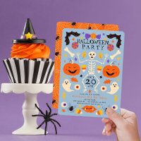 Citrouilles squelettes fantômes bleu Halloween ann