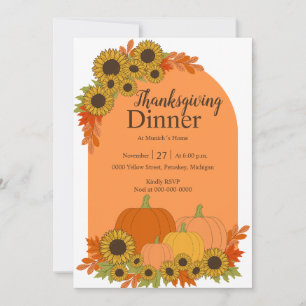 Invitation Citrouilles & Tournesols Chute Foliting Thanksgivi