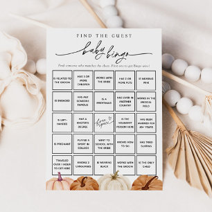 Invitation Citrouilles Trouvez l'invité Baby Bingo Game Card