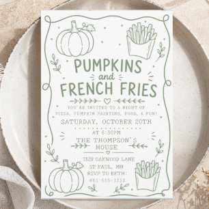 Invitation citrouilles vertes frites françaises Minimaliste D