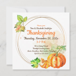 Invitation Citrouilles virtuels de l'aquarelle Thanksgiving