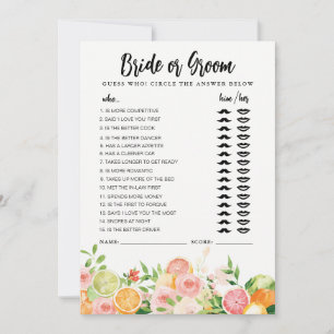 Invitation Citrus Bride ou Groom jeu entièrement modifiable c