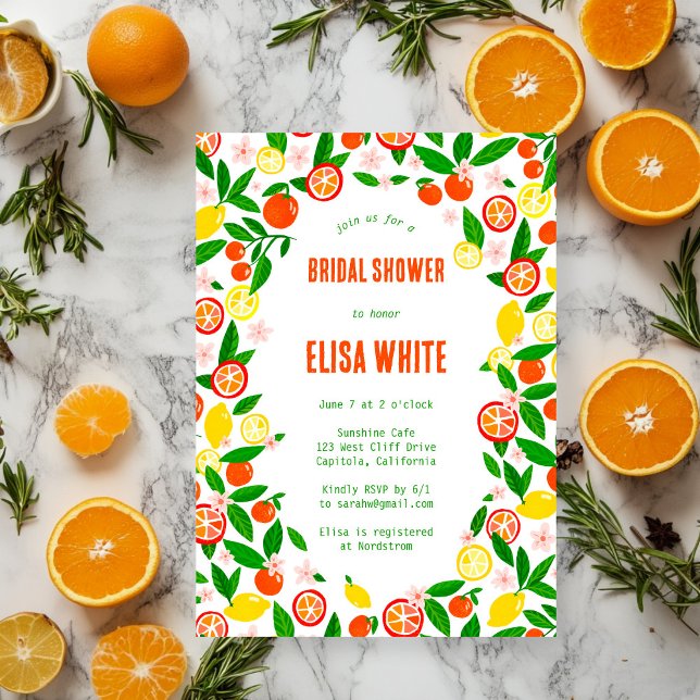 Invitation Citrus Celebration CUSTOM Summer BRIDAL SHOWER (Citrus Celebration CUSTOM Summer Hand-Drawn BRIDAL SHOWER Invitation
)