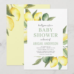 Invitation Citrus citron Baby shower d'aquarelle moderne